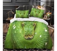 VOXYTMLWG Vert Snake Closeup Ensemble De Literie Microfibre Résistante 3D Imprimé 3 Pièces 2 Taies Douce Wild Reptile Housse de Couette Super Douce Léger for Garçons Adolescents King（220x240cm）