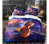 VOXYTMLWG Violin Music Housse de Couette 3D Effet Microfibre 3 Pièces 2xTaies Douce Hypoallergique Classical Instrument Linge de Lit Léger Entretien Facile for Fille Super King（260x220cm）
