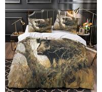 VOXYTMLWG Wild Boar in Forêt Parure Lit 3D Microfibre 3Pcs 2xTaies Douce Realistic Wildlife Peinture Ensemble Lit Hypoallergique Entretien Fac Enfants Garçons Filles King（220x240cm）