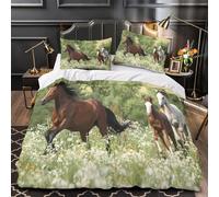 VOXYTMLWG Wild Horses Galloping Linge de Lit 3D Imprimée Microfibre 3 Pièces Éclair Super Douce Nature Housse de Couette Léger Hypoallergique for Couple Amoureux Double（200x200cm）