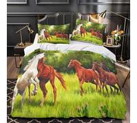 VOXYTMLWG Wild Horses Galloping Parure de Lit 3D Imprimé Microfibre Hypoallergique 3 Pièces 2xTaies Douce Nature Peinture Linge de Lit Super Douce Entretien Facile for Adulte Super King（260x220cm）