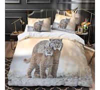 VOXYTMLWG Wildcat Mother Housse de Couette Microfibre Résistante 3D Imprimé 3 Pièces Éclair Super Douce Nature Wildlife Linge de Lit Léger Hypoallergique for Adultes Enfants Super King（260x220cm）