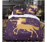 VOXYTMLWG Zodiac Archer Linge de Lit 3D Effet Microfibre 3 Pièces Taie Ultra Douce Mythical Ensemble De Literie Hypoallergique Résistante for Adulte King（220x240cm）