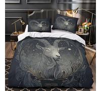VOXYTMLWG Zodiac Goat Housse de Couette 3D Imprimée Microfibre 3 Pièces 2 Taies Super Douce Mythical Linge de Lit Hypoallergique Entretien Facile for Adulte Double（200x200cm）