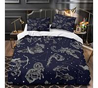 VOXYTMLWG Zodiac Signs Parure de Lit 3D Imprimé Microfibre 3 Pièces Éclair Douce Mythical Star s Linge de Lit Ultra Douce Résistante for Adultes Enfants Super King（260x220cm）