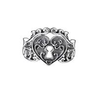 VOYADE 925 Argent Sterling Love Heart Ladies Lock Ring with Live Vent Vintage Personalised Ring,Argent,10