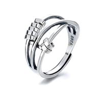 VOYADE Anneau En Argent Sterling Avec Trois Anneaux Pour Les Dames, Anneau Pour L'esprit, Anneau Pour La Chance, Anneau Pour Les Perles De Transfert, Anneau Pour Les Souhaits En Argent.