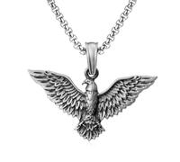 VOYADE Pendentif Aigle en Étain Pur, Collier Minimaliste Personnalisé,Argent,Pendant + Chain 50cm