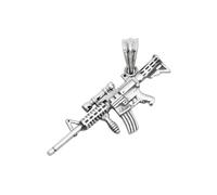 VOYADE Pendentif En Argent Sterling S925 En Forme De Fusilier Automatique, Collier En Argent Sterling Personnalisé, Créatif Et À La Mode Avec Cent Pendentifs,Argent,Pendant + Chain 70cm