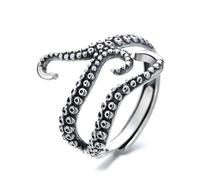 VOYADE S925 Anneau À Griffes De Pieuvre En Argent Sterling, Anneau De Marée Vintage Réglable Dominant Pour Hommes,Argent,8