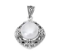 VOYADE S925 Argent Sterling Pendentif Perle Vigne Carrée, Collier Pendentif En Argent Sterling Hip Hop Pour Femmes,Argent,Pendant + Chain 70cm