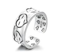 VOYADE S925 Argent Sterling Version Coréenne De La Bague D'amour Créative, Expression Large Face Ins Style Polyvalent Bague Ouverte,Argent,8