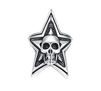 VOYADE S925 Bague Homme Tête De Mort En Argent Sterling Avec Pentagramme Et Bague Vintage Vivante,Argent,12
