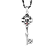 VOYADE S925 Pendentif Couronne Clé En Argent Sterling, Collier Pendentif Clé En Argent Sterling Personnalisé Pour Hommes Et Femmes,Argent,Pendant + Chain 70cm