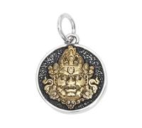 VOYADE S925 Pendentif En Argent Sterling Jaune Dieu De La Richesse, Vintage Fashion Hundred Sterling Silver Pendant Necklace,Argent,Pendant + Chain 60cm