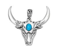 VOYADE S925 Pendentif En Argent Sterling Personnalisé Tête De Vache, Hommes Et Femmes Collier Pendentif En Argent Sterling Simple Et Vintage,Argent,Pendant + Chain 55cm