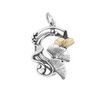 VOYADE S925 Pendentif Feuille De Ginkgo En Argent Sterling, Collier Pendentif En Argent Sterling Centenaire À La Mode Ancienne,Argent,Pendant + Chain 65cm