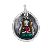 VOYADE S925 Sterling Silver Bouddha Assis Zen Irrégulière Ronde Pendentif De Marque, Vintage Mode Wild Collier Pendentif En Argent Sterling,Argent,Pendant + Chain 70cm