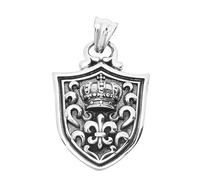 VOYADE S925 Sterling Silver Kerk Cross Crown Shield Pendentif, Collier Pendentif En Argent Sterling Pour Homme Et Femme,Argent,Pendant + Chain 50cm