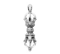 VOYADE S925 Sterling Silver Six Caractères True Speech Lotus Faucet Golden Kong Pilon Pendentif, Collier Pendentif En Argent Sterling Pour Homme Et Femme,Argent,Pendant + Chain 60cm