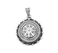 VOYADE S925 Sterling Silver Style Tibétain Tantrique Falun Plus Armoise Pendentif, Hommes Et Femmes Personnalité Mode Wild Collier Pendentif En Argent Sterling,Argent,Pendant + Chain 60cm