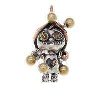 VOYADE S925 Sterling Silver Witch Teasing Coeur Attaché Poupée Pendentif, Vintage Mode Wild Collier Pendentif En Argent Sterling,Argent,Pendant + Chain 55cm