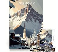 Voyage à Chamonix Puzzle 1000 pièces pour Adolescents Défi Intelligent Loisirs paisibles Fine Lock Cadeau de Vacances (38x52cm)