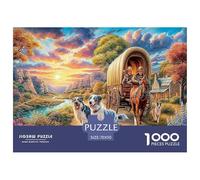 Voyage à l'Ouest Impossible - Puzzle 1000 pièces pour Adultes - Chariot Couvert et Chiens - Jeu éducatif et détendu - 70 x 50 cm / 1000 pièces