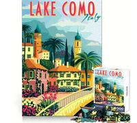 Voyage au lac de Côme Puzzle de 1000 pièces pour Adolescents Défi Intelligent Loisirs paisibles Fine Lock Cadeau de Vacances (50x75cm)