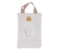 Voyage Baby Wipes Case avec fermeture à glissière Broidered Portable Loop Refipillable Baby Wipe Dispensver Sac pour voyages et activités de plein air Tissu de coton 15 x 23cm (Tigre blanc)