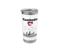 Voyage Cambodge souvenir architecture amant drapeau cambodgien Gobelet isotherme en acier inoxydable double paroi