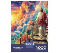 Voyage céleste Premium Carton 1000 Pièces Échelle du Ciel Jésus Puzzle, Défi Éducatif Adultes/Adolescents, Soulagement Stress, Cadeau Seniors/Adolescents 52x38cm/1000pcs