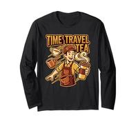 Voyage dans Le Temps, thé, café, Voyageur, Steampunk, Amoureux de la Science Manche Longue