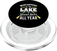 Voyage en canoë What Happens at The Lake Funny Citation Holidays PopSockets PopGrip pour MagSafe