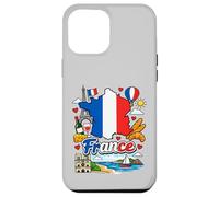 Voyage en France, Carte du Drapeau français, Tour Eiffel et icônes de Paris Coque pour iPhone 12 Pro Max