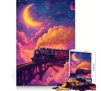 Voyage en Train à Travers des cieux oniriques Puzzle de 1000 pièces pour Adultes Stimulant cérébral Distraction Douce Bords Lisses Cadeau de Saison (50x75cm)