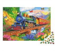 Voyage en Train coloré Puzzle Classique Spring Ruisseau de Montagne 1000 Pcs Papier Résistant pour Amateurs Impression HD Anti-Stress Détente À Domicile Emballage Élégant Exclusif 52x38cm/1000pcs