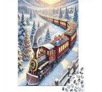 Voyage en Train de Noël Puzzle 1000 Pièces Adultes intéressant Puzzles 1000 Pièces Jeu Éducatif Cadeau 38x26cm/1000pcs