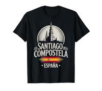 Voyage en Ville de Saint-Jacques-de-Compostelle España T-Shirt Graphique avec Valeur, Homme, Noir, S