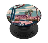 Voyage en voiture rétro dans le désert au cœur de Las Vegas PopSockets PopGrip Adhésif