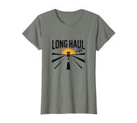 Voyage en Voiture rétro Keep on Truckin' Long Haul Life Trucker T-Shirt, Femme, Vert Kaki chiné, S