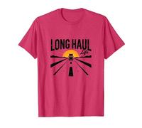 Voyage en Voiture rétro Keep on Truckin' Long Haul Life Trucker T-Shirt, Homme, Rouge chiné, S