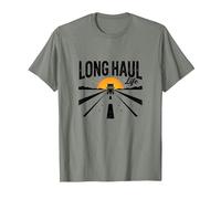 Voyage en Voiture rétro Keep on Truckin' Long Haul Life Trucker T-Shirt, Homme, Vert Kaki chiné, 3XL