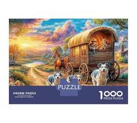 Voyage en Wagon 1000 Pièces Puzzle Unique Belle Décoration Familiale Wagon Couvert dans la forêt Puzzle Jouets De Jeu pour La Famille 70x50cm/1000pcs