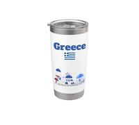 Voyage grec souvenir amateur d'architecture grecque drapeau de la Grèce Gobelet isotherme en acier inoxydable double paroi