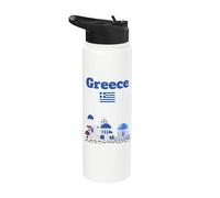 Voyage grec souvenir amateur d'architecture grecque drapeau de la Grèce Stainless Steel Insulated Water Bottle