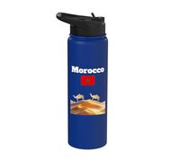 Voyage Marocain souvenir Sahara Desert Visite Drapeau Maroc Stainless Steel Insulated Water Bottle