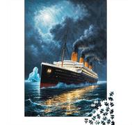 Voyage Nocturne du Navire Titanic Puzzle 1000 Pièces Adultes intéressant Puzzles 1000 Pièce Jeu De Team Building Cadeau 38x26cm/1000pcs