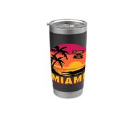 Voyage rétro au coucher du soleil en alligator à Miami en Floride Gobelet isotherme en acier inoxydable double paroi