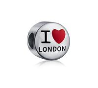 Voyage Tourisme Angleterre France Mots Cœur J'Aime Paris Londres Piccadilly Bus À Impériale Vacances Drapeau Britannique Tasse De Thé Charme Perle Émail Argent Sterling .925 Convient Bracelet Européen